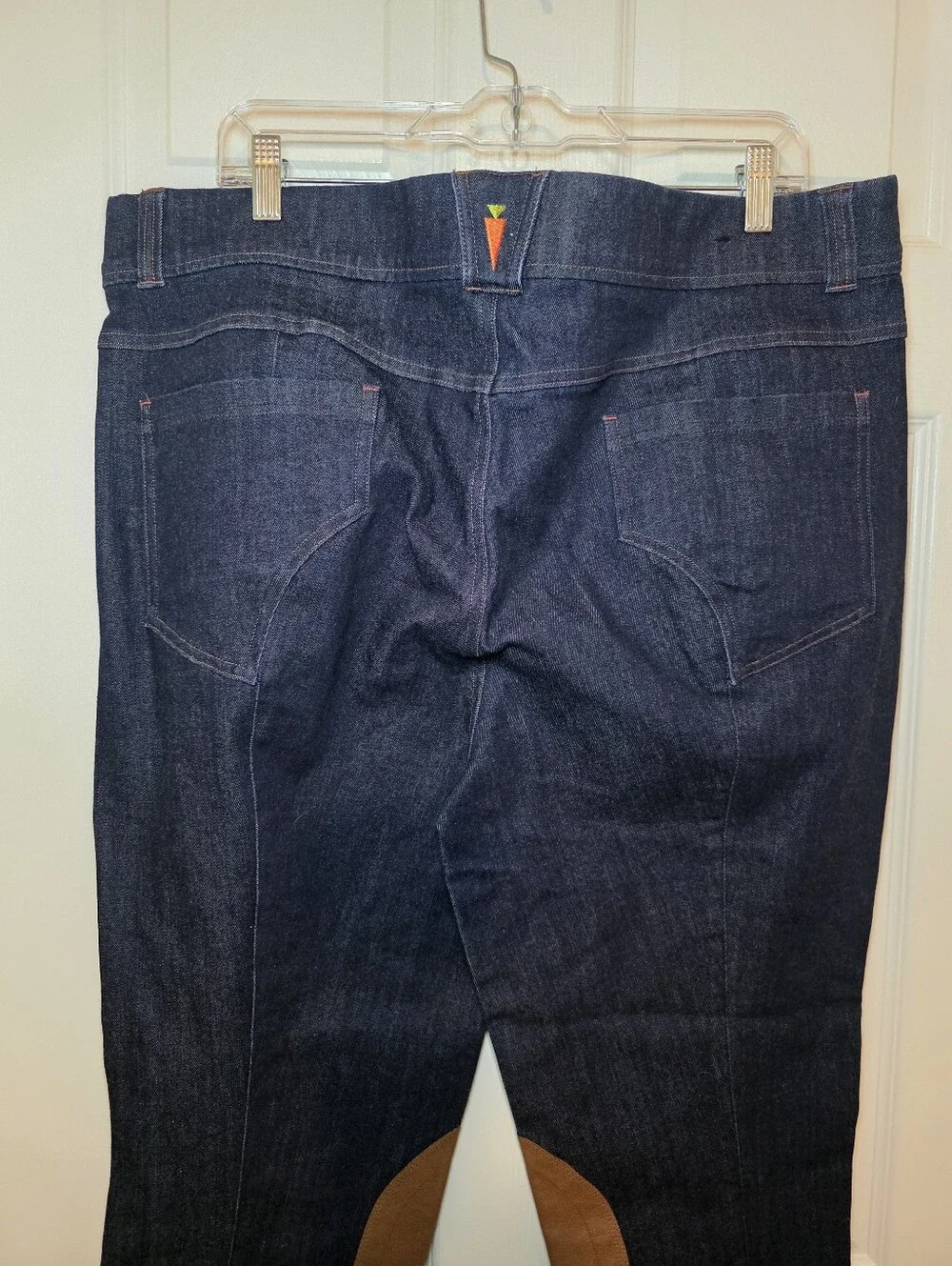 Kerrits Womens Stretch Denim Knee Patch Breech Blue Horse Riding Pants 1X - Picture 5 of 14